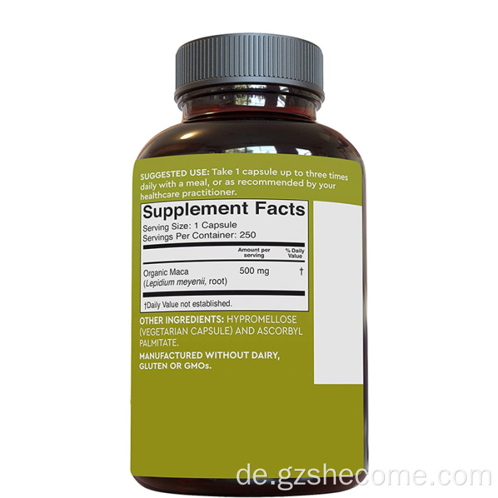 Maca Root Tongkat Ali Ginseng Stärke Maca -Kapseln